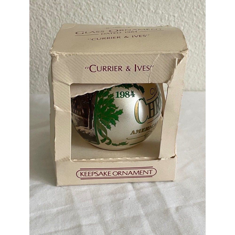 Hallmark Currier & Ives American Winter Scenes Keepsake Ornament 1984 Cream Good